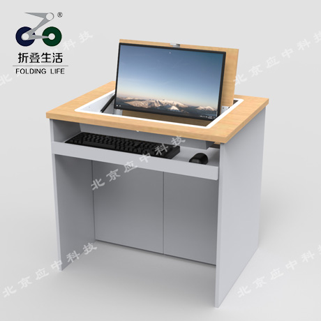 Q1單人位顯示器隱藏電腦桌，多功能翻轉(zhuǎn)電腦桌